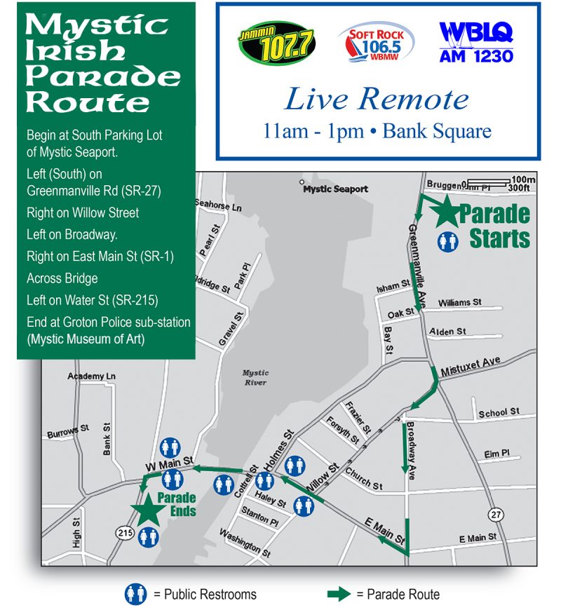 Parking & Parade Route Mystic Irish Parade